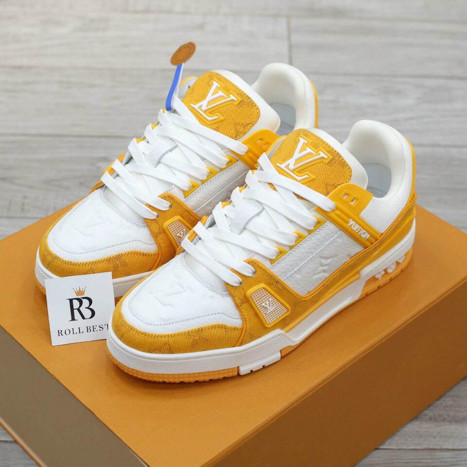 Giày Louis Vuitton Lv Trainer Yellow Monogram Denim Best Quality