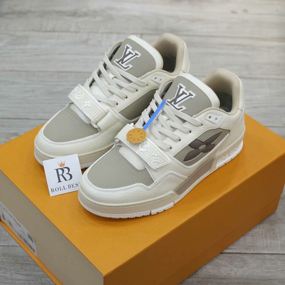 Giày Louis Vuitton LV Trainer Beige Hoa Monogram Best Quality