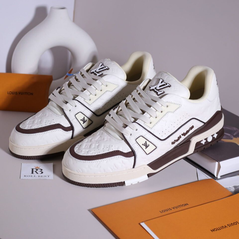 Giày Louis Vuitton LV Trainer #54 Monogram Embossed White Best Quality