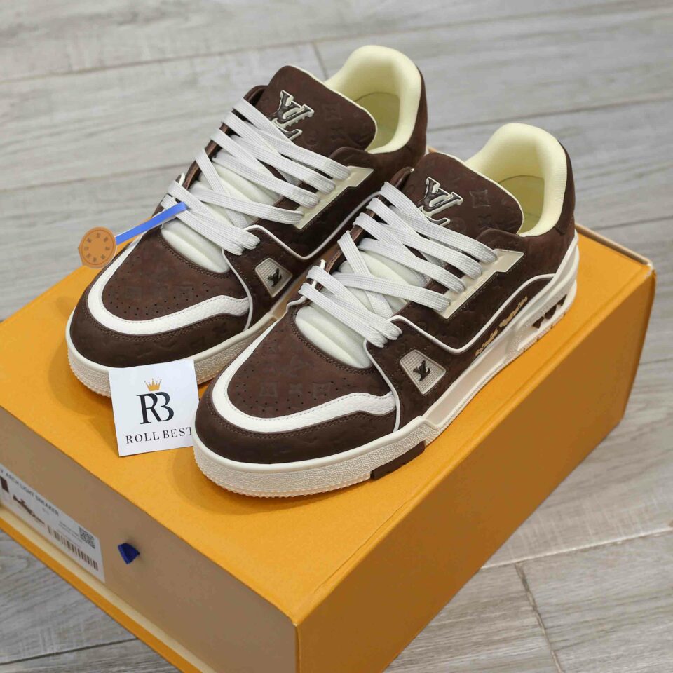 Giày Louis Vuitton LV Trainer #54 Nubuck Calf Leather Moka Brown Best Quality