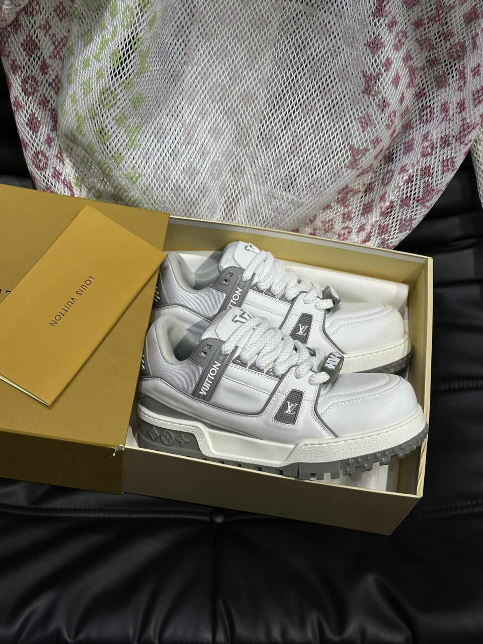 Giày Louis Vuitton LV Trainer Maxi Calf Leather Grey Best Quality